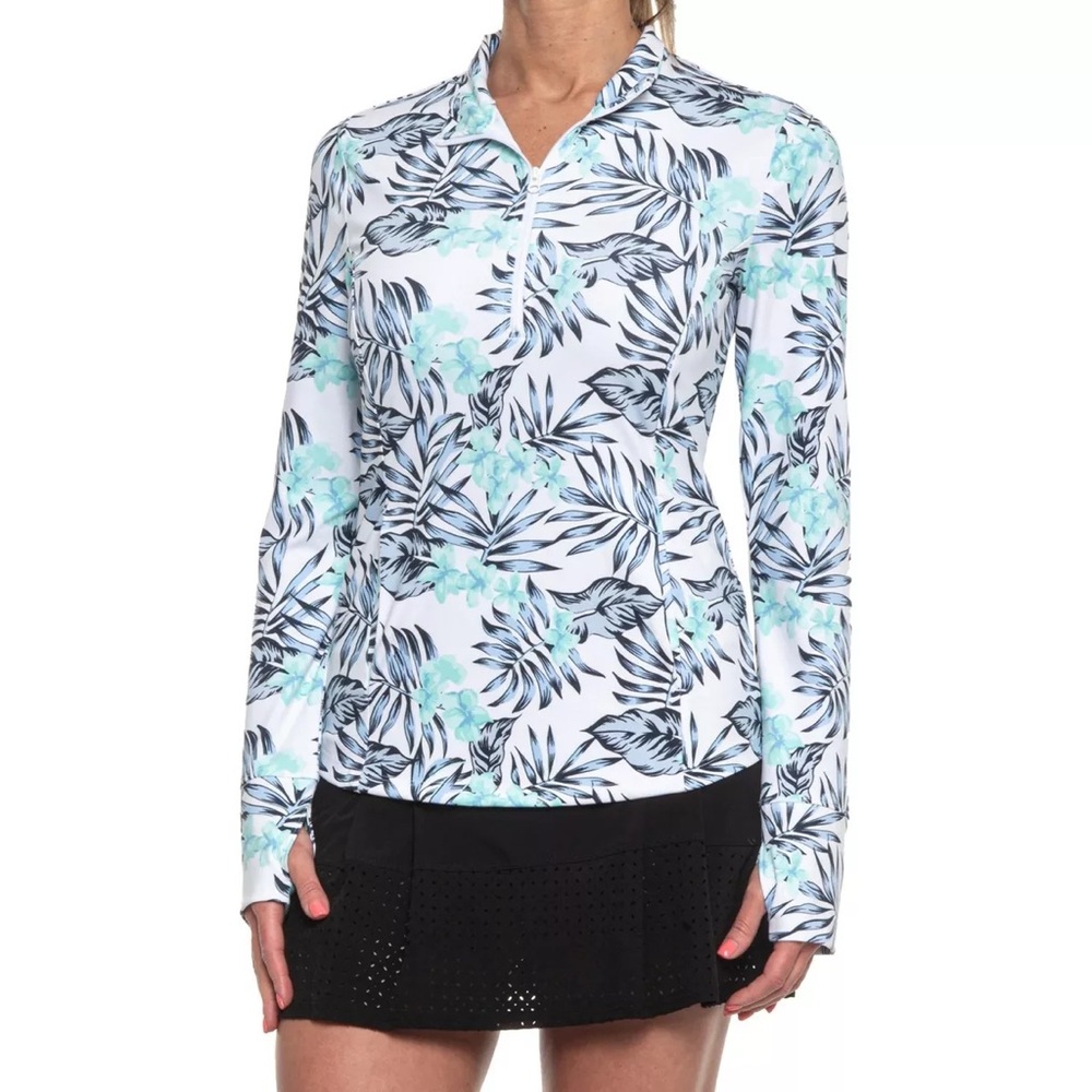 Tommy Bahama Golf IslandZone Quarter Zip Long Sleeve UPF 50 | Ohana Blue | Large